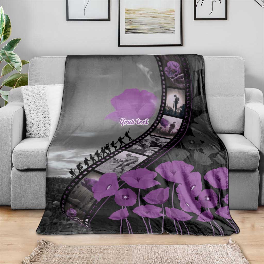Personalised Remembering ANZAC Lest We Forget Blanket Vintage Film Frame Memorial Purple Poppy LT9 - Polynesian Pride
