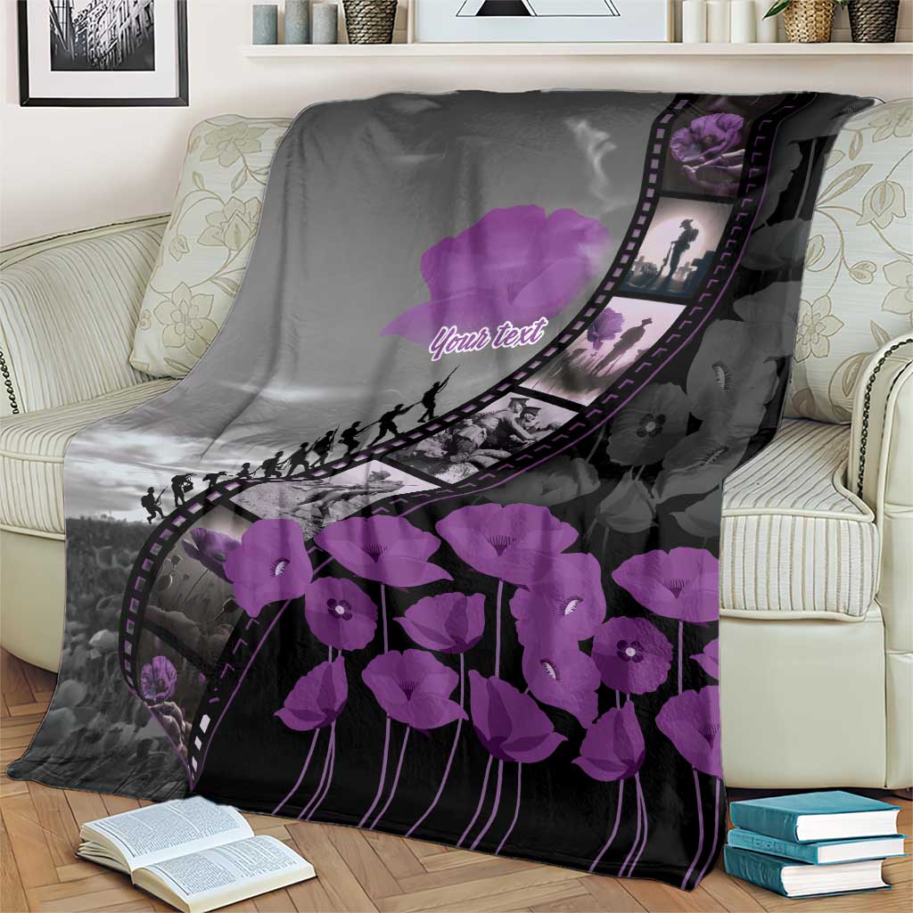 Personalised Remembering ANZAC Lest We Forget Blanket Vintage Film Frame Memorial Purple Poppy LT9 - Polynesian Pride