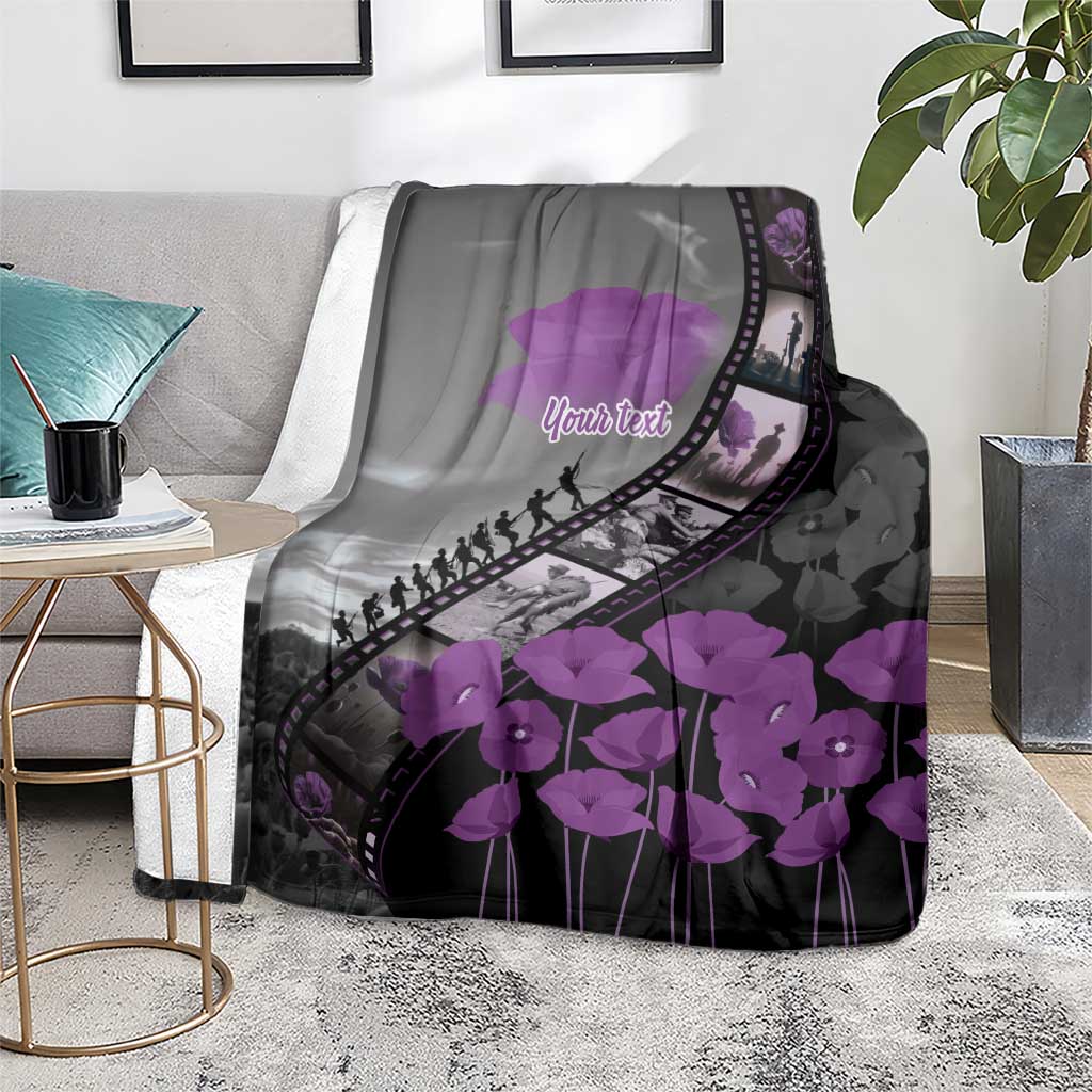 Personalised Remembering ANZAC Lest We Forget Blanket Vintage Film Frame Memorial Purple Poppy LT9 - Polynesian Pride
