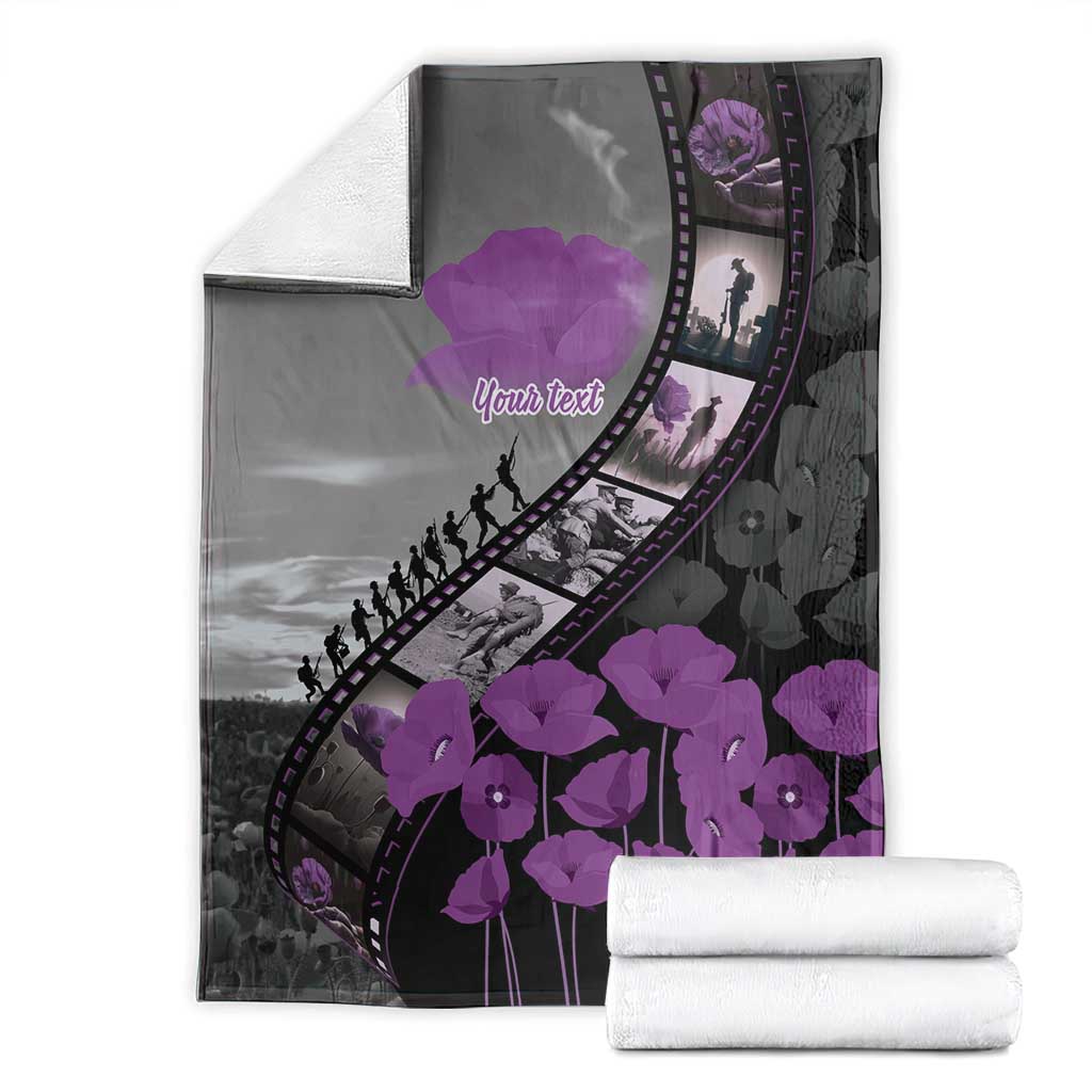 Personalised Remembering ANZAC Lest We Forget Blanket Vintage Film Frame Memorial Purple Poppy LT9 - Polynesian Pride