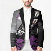 Personalised Remembering ANZAC Lest We Forget Blazer Vintage Film Frame Memorial Purple Poppy LT9 - Polynesian Pride