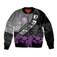 Personalised Remembering ANZAC Lest We Forget Bomber Jacket Vintage Film Frame Memorial Purple Poppy LT9 Unisex Purple - Polynesian Pride