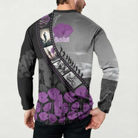 Personalised Remembering ANZAC Lest We Forget Button Sweatshirt Vintage Film Frame Memorial Purple Poppy LT9 - Polynesian Pride