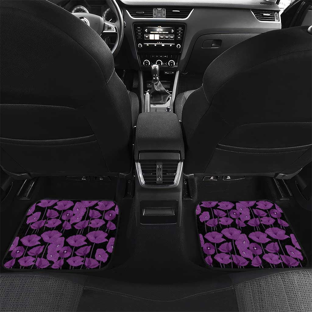Personalised Remembering ANZAC Lest We Forget Car Mats Vintage Film Frame Memorial Purple Poppy