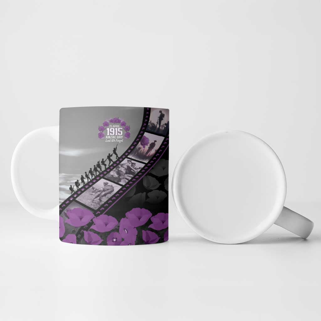 Personalised Remembering ANZAC Lest We Forget Ceramic Mug Vintage Film Frame Memorial Purple Poppy LT9 - Polynesian Pride