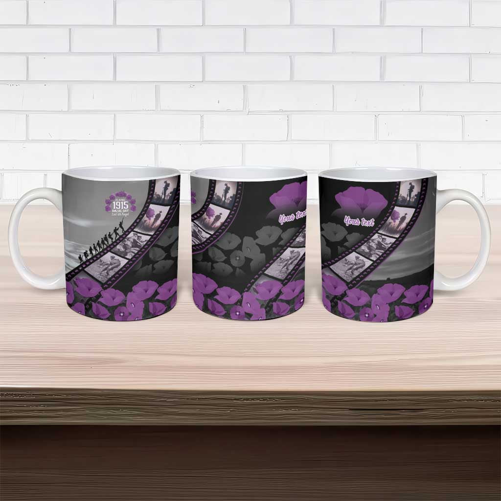 Personalised Remembering ANZAC Lest We Forget Ceramic Mug Vintage Film Frame Memorial Purple Poppy LT9 - Polynesian Pride