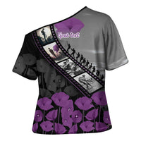 Personalised Remembering ANZAC Lest We Forget Cross Shoulder Shirt Vintage Film Frame Memorial Purple Poppy LT9 - Polynesian Pride