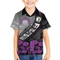 Personalised Remembering ANZAC Lest We Forget Family Matching Long Sleeve Bodycon Dress and Hawaiian Shirt Vintage Film Frame Memorial Purple Poppy