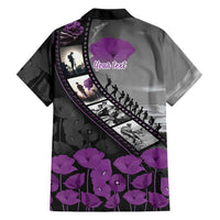 Personalised Remembering ANZAC Lest We Forget Family Matching Off The Shoulder Long Sleeve Dress and Hawaiian Shirt Vintage Film Frame Memorial Purple Poppy
