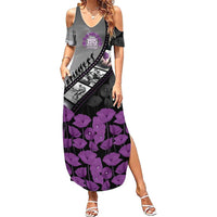 Personalised Remembering ANZAC Lest We Forget Family Matching Summer Maxi Dress and Hawaiian Shirt Vintage Film Frame Memorial Purple Poppy