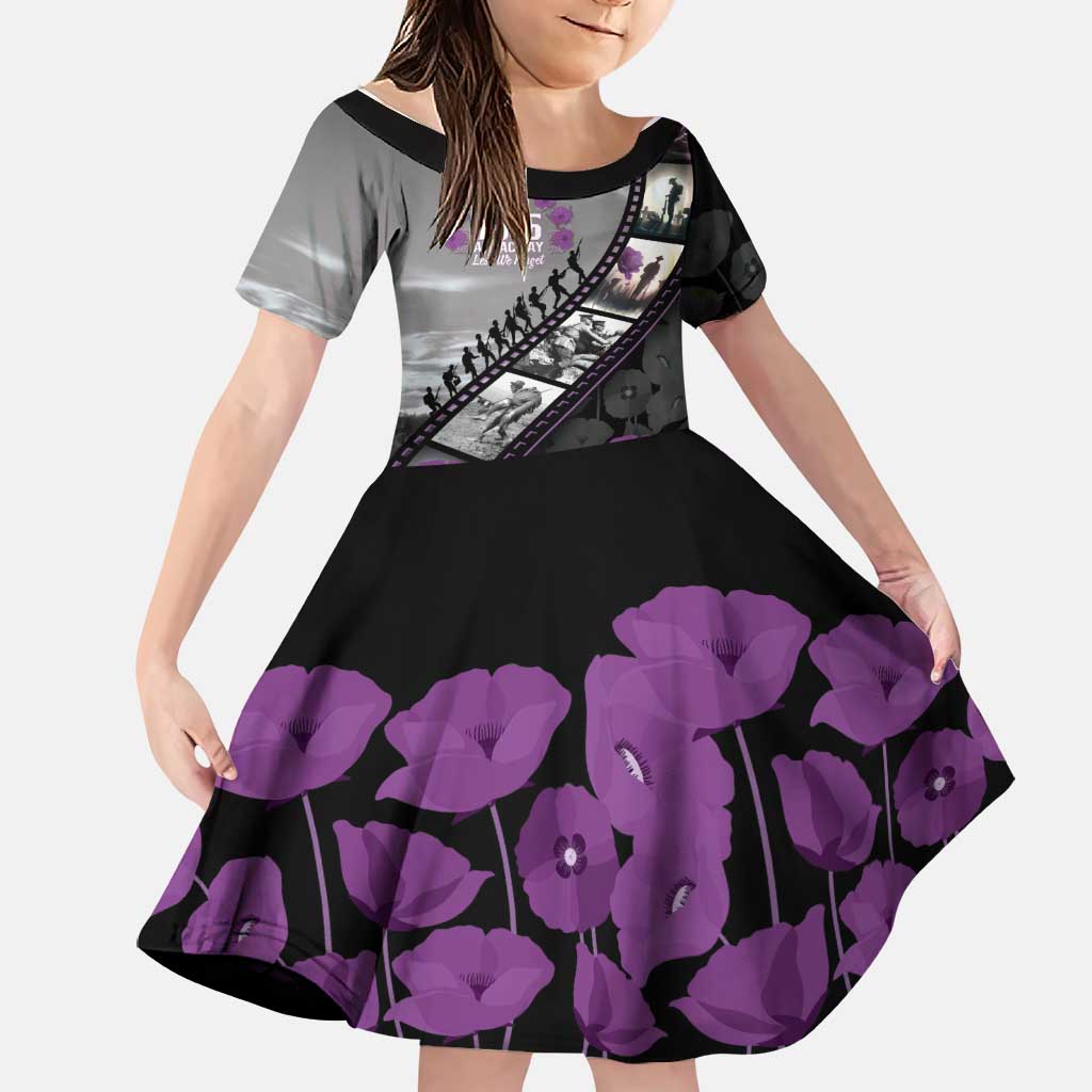 Personalised Remembering ANZAC Lest We Forget Family Matching Tank Maxi Dress and Hawaiian Shirt Vintage Film Frame Memorial Purple Poppy