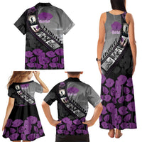 Personalised Remembering ANZAC Lest We Forget Family Matching Tank Maxi Dress and Hawaiian Shirt Vintage Film Frame Memorial Purple Poppy