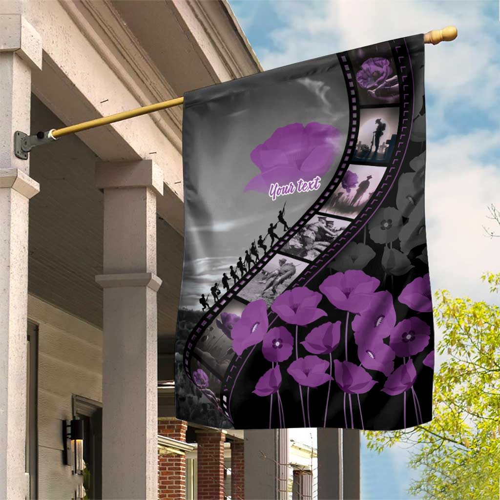 Personalised Remembering ANZAC Lest We Forget Garden Flag Vintage Film Frame Memorial Purple Poppy LT9 House Flag Purple - Polynesian Pride