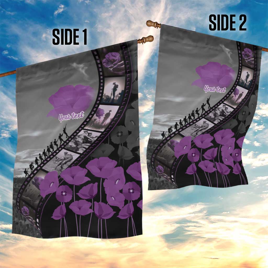 Personalised Remembering ANZAC Lest We Forget Garden Flag Vintage Film Frame Memorial Purple Poppy LT9 - Polynesian Pride