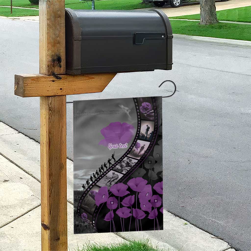Personalised Remembering ANZAC Lest We Forget Garden Flag Vintage Film Frame Memorial Purple Poppy LT9 - Polynesian Pride
