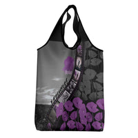 Personalised Remembering ANZAC Lest We Forget Grocery Bag Vintage Film Frame Memorial Purple Poppy LT9 - Polynesian Pride