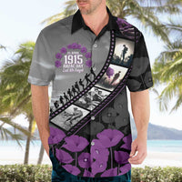 Personalised Remembering ANZAC Lest We Forget Hawaiian Shirt Vintage Film Frame Memorial Purple Poppy