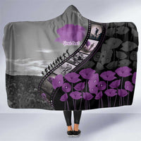 Personalised Remembering ANZAC Lest We Forget Hooded Blanket Vintage Film Frame Memorial Purple Poppy LT9 One Size Purple - Polynesian Pride