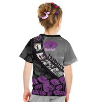 Personalised Remembering ANZAC Lest We Forget Kid T Shirt Vintage Film Frame Memorial Purple Poppy LT9 - Polynesian Pride