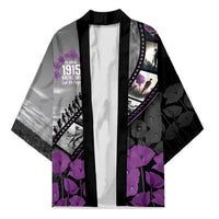 Personalised Remembering ANZAC Lest We Forget Kimono Vintage Film Frame Memorial Purple Poppy LT9 Unisex Purple - Polynesian Pride