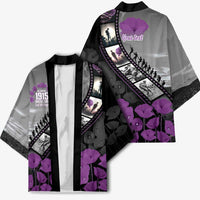 Personalised Remembering ANZAC Lest We Forget Kimono Vintage Film Frame Memorial Purple Poppy LT9 - Polynesian Pride