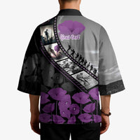 Personalised Remembering ANZAC Lest We Forget Kimono Vintage Film Frame Memorial Purple Poppy LT9 - Polynesian Pride
