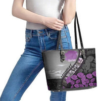 Personalised Remembering ANZAC Lest We Forget Leather Tote Bag Vintage Film Frame Memorial Purple Poppy LT9 - Polynesian Pride