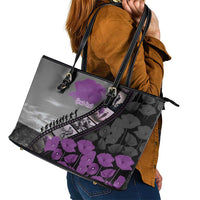 Personalised Remembering ANZAC Lest We Forget Leather Tote Bag Vintage Film Frame Memorial Purple Poppy LT9 - Polynesian Pride