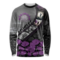 Personalised Remembering ANZAC Lest We Forget Long Sleeve Shirt Vintage Film Frame Memorial Purple Poppy LT9 Unisex Purple - Polynesian Pride