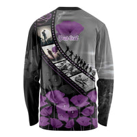 Personalised Remembering ANZAC Lest We Forget Long Sleeve Shirt Vintage Film Frame Memorial Purple Poppy LT9 - Polynesian Pride