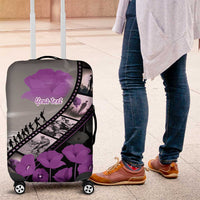 Personalised Remembering ANZAC Lest We Forget Luggage Cover Vintage Film Frame Memorial Purple Poppy