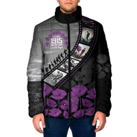 Personalised Remembering ANZAC Lest We Forget Padded Jacket Vintage Film Frame Memorial Purple Poppy LT9 Men Purple - Polynesian Pride