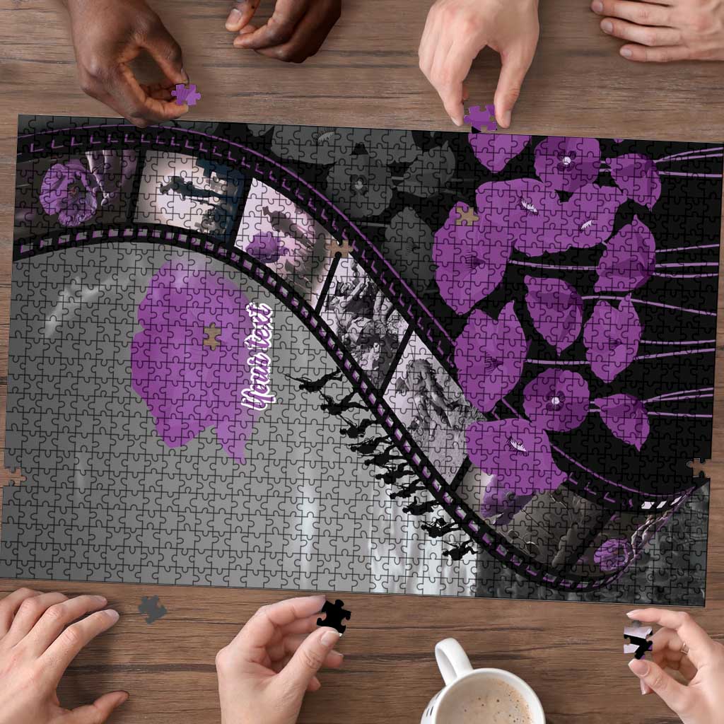 Personalised Remembering ANZAC Lest We Forget Puzzle Vintage Film Frame Memorial Purple Poppy LT9 - Polynesian Pride