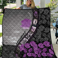 Personalised Remembering ANZAC Lest We Forget Quilt Vintage Film Frame Memorial Purple Poppy LT9 Purple - Polynesian Pride