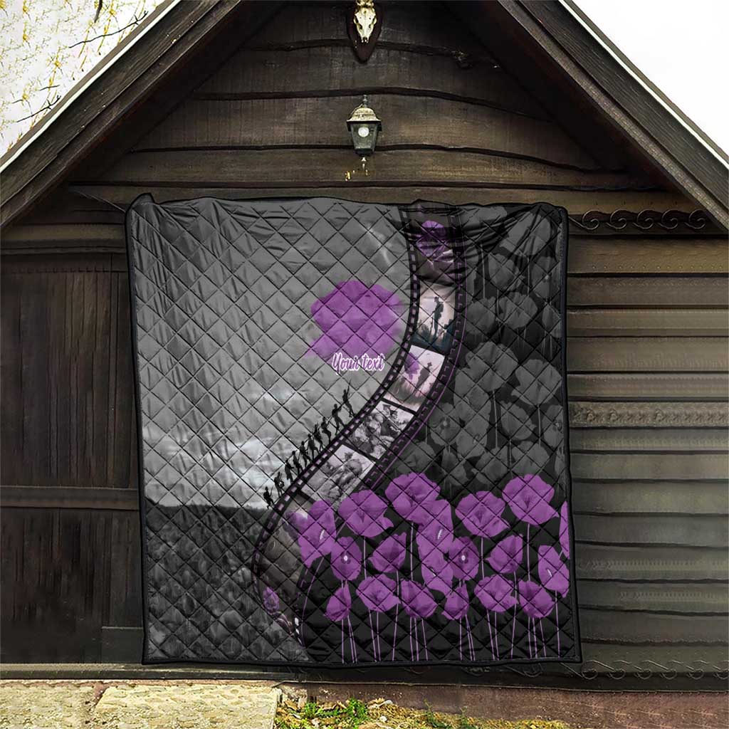 Personalised Remembering ANZAC Lest We Forget Quilt Vintage Film Frame Memorial Purple Poppy LT9 - Polynesian Pride