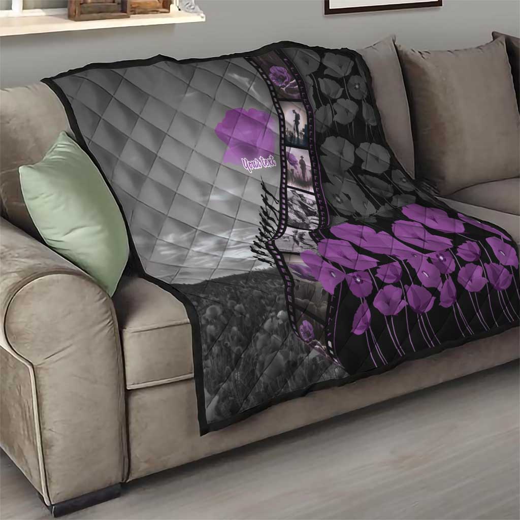 Personalised Remembering ANZAC Lest We Forget Quilt Vintage Film Frame Memorial Purple Poppy LT9 - Polynesian Pride