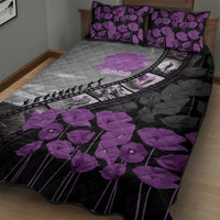 Personalised Remembering ANZAC Lest We Forget Quilt Bed Set Vintage Film Frame Memorial Purple Poppy LT9 - Polynesian Pride