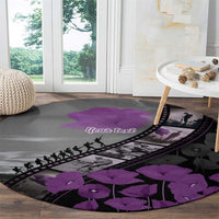 Personalised Remembering ANZAC Lest We Forget Round Carpet Vintage Film Frame Memorial Purple Poppy LT9 - Polynesian Pride