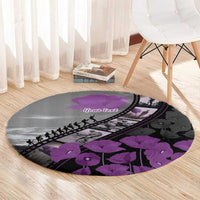 Personalised Remembering ANZAC Lest We Forget Round Carpet Vintage Film Frame Memorial Purple Poppy LT9 - Polynesian Pride