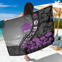 Personalised Remembering ANZAC Lest We Forget Sarong Vintage Film Frame Memorial Purple Poppy LT9 One Size 44 x 66 inches Purple - Polynesian Pride