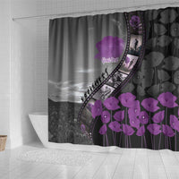 Personalised Remembering ANZAC Lest We Forget Shower Curtain Vintage Film Frame Memorial Purple Poppy LT9 - Polynesian Pride