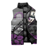 Personalised Remembering ANZAC Lest We Forget Sleeveless Puffer Jacket Vintage Film Frame Memorial Purple Poppy LT9 - Polynesian Pride