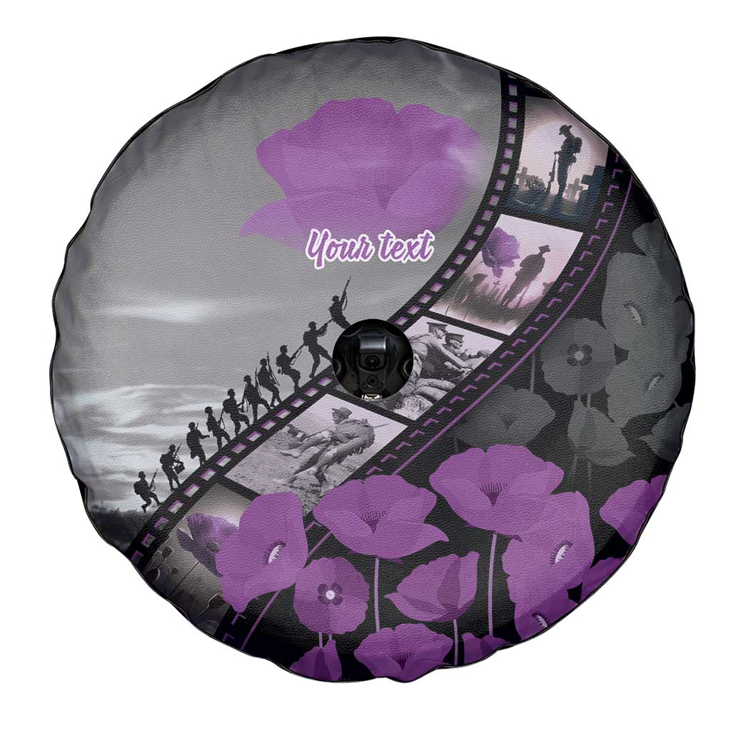 Personalised Remembering ANZAC Lest We Forget Spare Tire Cover Vintage Film Frame Memorial Purple Poppy LT9 - Polynesian Pride