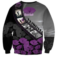 Personalised Remembering ANZAC Lest We Forget Sweatshirt Vintage Film Frame Memorial Purple Poppy LT9 - Polynesian Pride