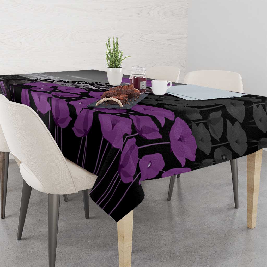 Personalised Remembering ANZAC Lest We Forget Tablecloth Vintage Film Frame Memorial Purple Poppy LT9 - Polynesian Pride
