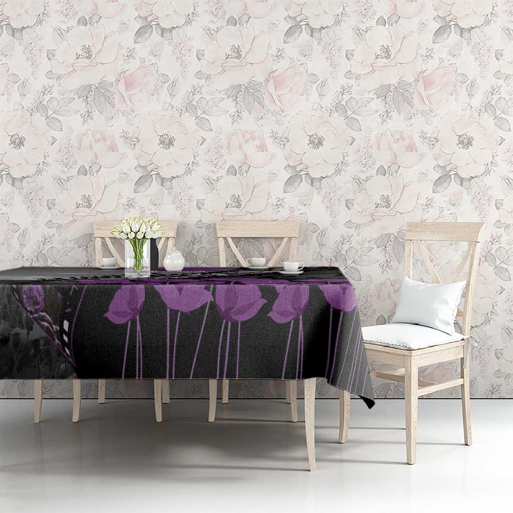 Personalised Remembering ANZAC Lest We Forget Tablecloth Vintage Film Frame Memorial Purple Poppy LT9 - Polynesian Pride