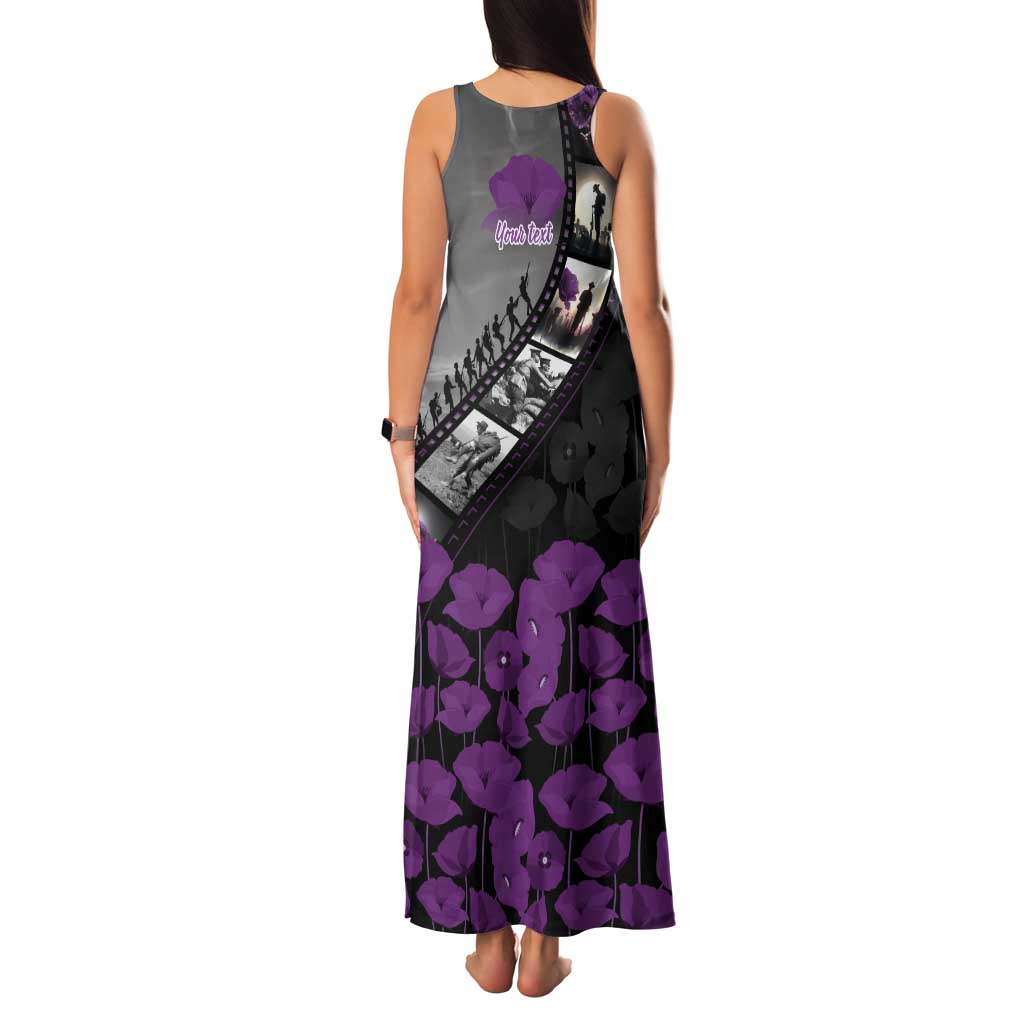 Personalised Remembering ANZAC Lest We Forget Tank Maxi Dress Vintage Film Frame Memorial Purple Poppy LT9 - Polynesian Pride