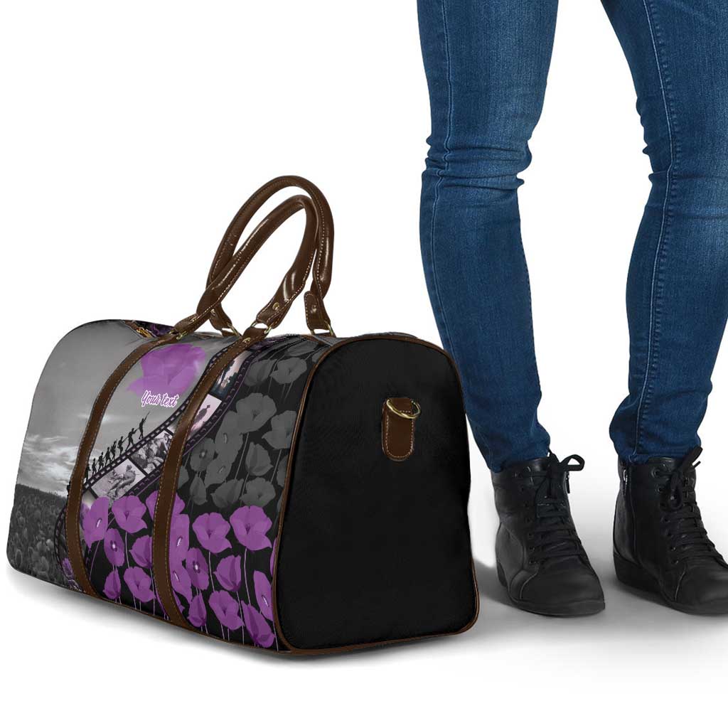 Personalised Remembering ANZAC Lest We Forget Travel Bag Vintage Film Frame Memorial Purple Poppy LT9 - Polynesian Pride