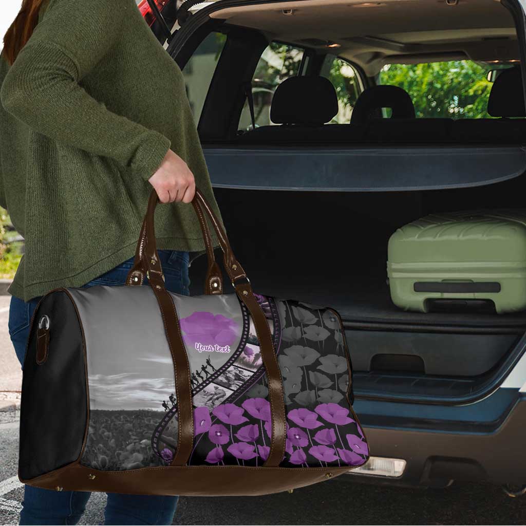 Personalised Remembering ANZAC Lest We Forget Travel Bag Vintage Film Frame Memorial Purple Poppy LT9 - Polynesian Pride