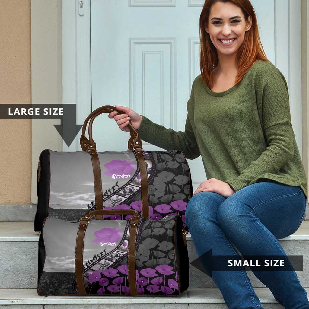 Personalised Remembering ANZAC Lest We Forget Travel Bag Vintage Film Frame Memorial Purple Poppy LT9 - Polynesian Pride